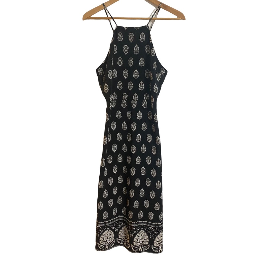 Lulu’s Black and White Print Halter Dress Size M